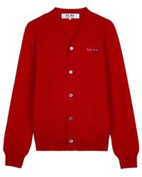 COMME DES GARÇONS PLAY - Double-Heart Wool Cardigan - Lyst