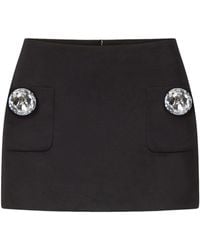 Area - Crystal-Embellished Wool Mini Skirt - Lyst