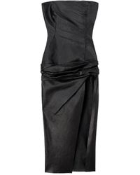 The Attico - The Off-Shoulder Ruched Waist Midi Dress - Lyst