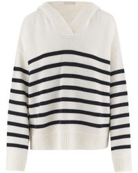 Allude - Striped Hooded Sweater - Lyst