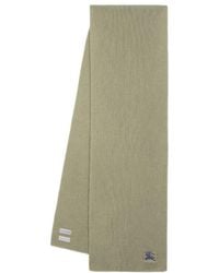Burberry - Logo Embroidered Ribbed-Knit Scarf - Lyst