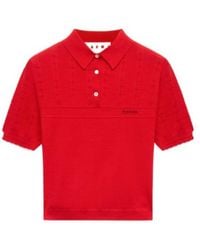 Marni - Wool-Silk Polo Shirt With Pointelle Detailing - Lyst