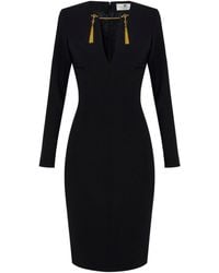 Elisabetta Franchi - Tassel-Embellished Long-Sleeved Day Dress - Lyst