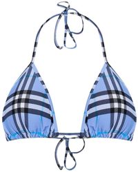Burberry - Checked Halterneck Triangle Bikini Top - Lyst