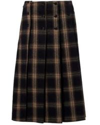 The Attico - Plaid Pleated Cotton Midi Skirt - Lyst