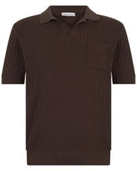 Roberto Collina - Ribbed Knit Polo Shirt - Lyst