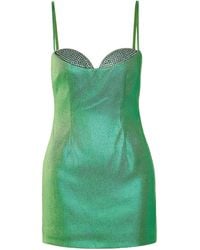 Area - Crystal-Embellished Metallic Jersey Mini Dress - Lyst
