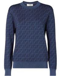 Fendi - Ff Jacquard Crewneck Jumper - Lyst