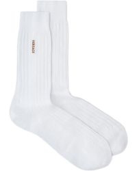 Versace - Logo-Embroidered Ribbed Socks - Lyst