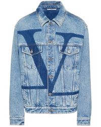 Valentino - Denim Jacket With Vlogo Signature Print - Lyst