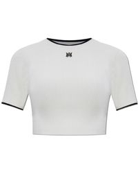 Amiri - Logo Embroidered Cropped Knitted Top - Lyst