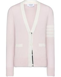 Thom Browne - 4-Bar Striped V-Neck Cardigan - Lyst
