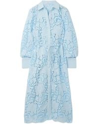 Erdem - Tie-Waist Madeira Embroidered Shirt Dress - Lyst
