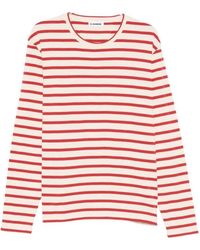 Jil Sander - Logo Patch Striped Long Sleeved T-Shirt - Lyst