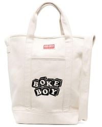 KENZO - Logo Patch Hook-Fastened Top Handle Bag - Lyst
