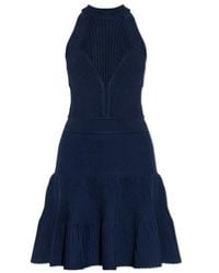Balmain - Ribbed Halter Mini Dress - Lyst