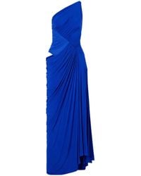 Alex Perry - One-Shoulder Gathered Mesh And Jersey Gown - Lyst