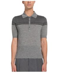 Thom Browne - Short-Sleeve Panelled Polo Shirt - Lyst