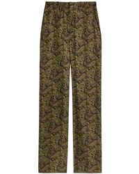 Saint Laurent - Paisley Wide-Leg Silk-Twill Trousers - Lyst