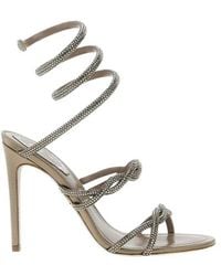 Rene Caovilla - René Caovilla Braid Cleo Fog Satin Embellished Sandals - Lyst