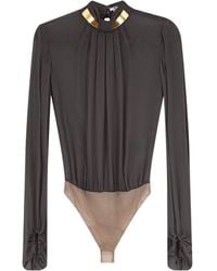 Elisabetta Franchi - Pleated High-Neck Bodysuit - Lyst