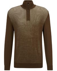 BOSS - Half-Zip Stand Collar Knit Sweater - Lyst