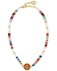 CASABLANCA - Beaded Logo Pendant Necklace - Lyst