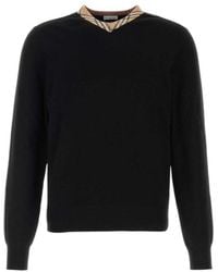 Burberry - Maxim Check Trim Knitted Sweater - Lyst