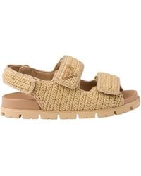 Prada - Brand-Plaque Chunky-Sole Woven Sandals - Lyst