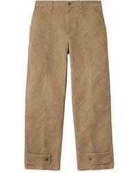 Burberry - Logo Embroidered Straight-Leg Trousers - Lyst