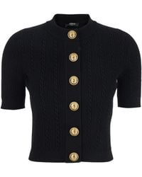 Balmain - Button Embellished Knitted Cardigan - Lyst