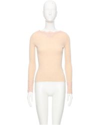 Valentino - Lace Detailed Long-Sleeved Jumper - Lyst