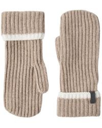 Brunello Cucinelli - Cashmere English Rib Knit Mittens With Monili - Lyst