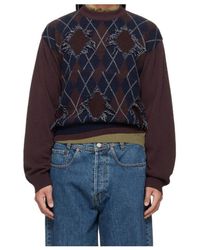 Magliano - X 247 Uncle Distressed Argyle-Intarsia Sweater - Lyst