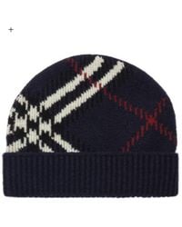 Burberry - Check Cashmere Blend Beanie - Lyst