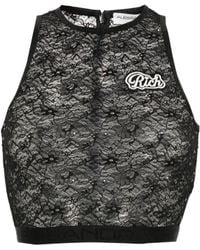 Alessandra Rich - Sleeveless Cropped Laced Tank Top - Lyst