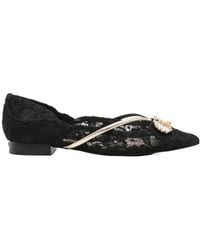 Liu Jo - Lace-Embellished Pointed-Toe Flats - Lyst