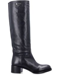 Prada - Triangle-Logo High-Shaft Boots - Lyst