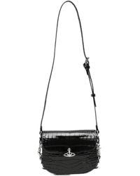 Vivienne Westwood - Hunter Flap Croc-Embossed Mini Crossbody Bag - Lyst