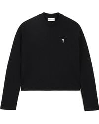Ami Paris - Logo Embroidered Crewneck T-Shirt - Lyst