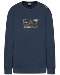 EA7 - Logo-Print Crew Neck Sweatshirt - Lyst
