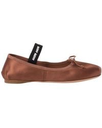 Miu Miu - Logo-Strap Round-Toe Ballerina Shoes - Lyst