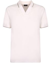 Emporio Armani - Logo Embrodiered V-Neck Polo Shirt - Lyst