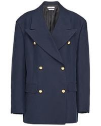 Prada - Double-Breasted Cotton Satin Jacket - Lyst