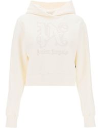 Palm Angels - Monogram Embroidered Cropped Hoodie - Lyst