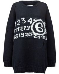 MM6 by Maison Margiela - Numeric Distressed Jumper - Lyst
