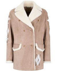 Ermanno Scervino - Shearling Coat With Lapel - Lyst