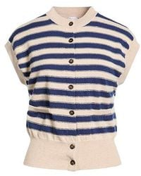 Brunello Cucinelli - Striped Metallic Wool Sleeveless Knit Sweater - Lyst