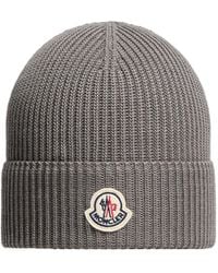 Moncler - Logo Patch Ribbed Beanie - Lyst