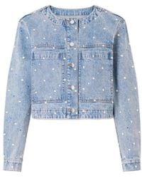 Veronica Beard - Cropped Embellished Denim Jacket - Lyst